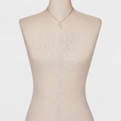 Gold Dipped Scattered Cubic Zirconia Initial Pendant Necklace - A New Day™ Gold