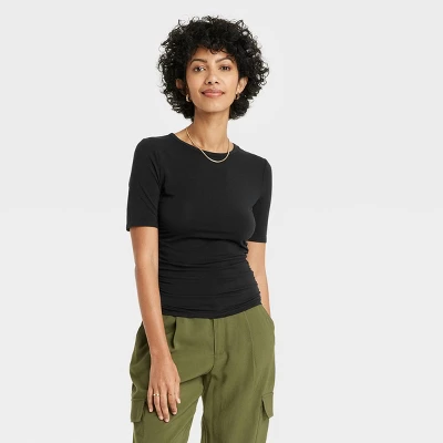 Women's Elbow Sleeve Slim Fit Crew Neck T-Shirt - A New Day™ - Image 4