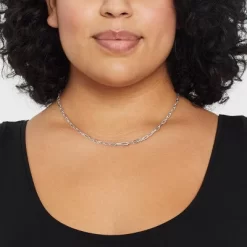 16" Paperclip Chain Necklace - A New Day™ Silver