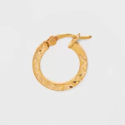 14K Gold Plated Click Top Duo Hoop Earring Set 2pc - A New Dayâ„¢ Gold