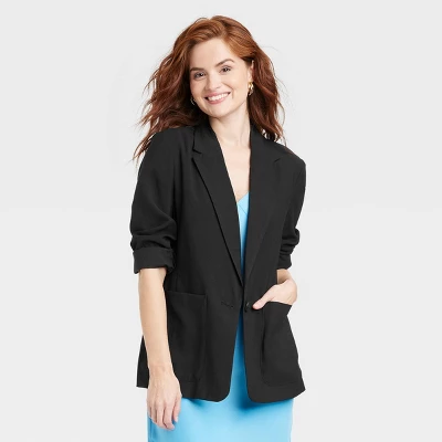 Women's Relaxed Fit Essential Blazer - A New Day™ Black - Image 3