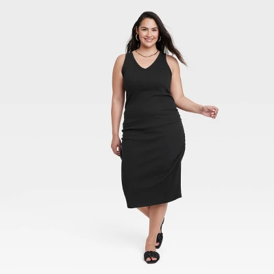 Women's Rib Knit Side Ruched Bodycon Dress - A New Day™ - Image 4