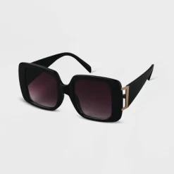 Women's Retro Square Sunglasses - A New Day™ Black