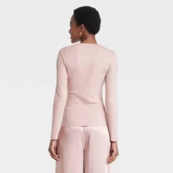 Women's Slim Fit Long Sleeve Ribbed Crewneck T-Shirt - A New Day™