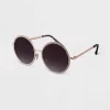 Women's Metal Crystal Round Sunglasses - A New Day™ Gold